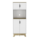 67" Natural And White Wood Four Door Pantry Or Storage Closet