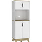 67" Light Oak and White Pantry Cabinet with Two Shelves