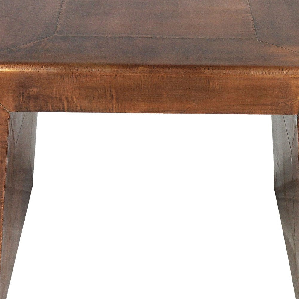 24" Copper Wood and Metal Square End Table