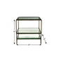 20" Bronze And Clear Glass And Iron Square End Table With Two Shelves