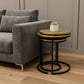Set Of Three 19" Black And Brass Round Nested Tables