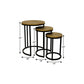 Set Of Three 19" Black And Brass Round Nested Tables