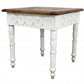 24" Ivory And Brown Distressed Solid Wood Square End Table
