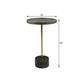20" Black And Brown Solid Wood And Marble Round End Table