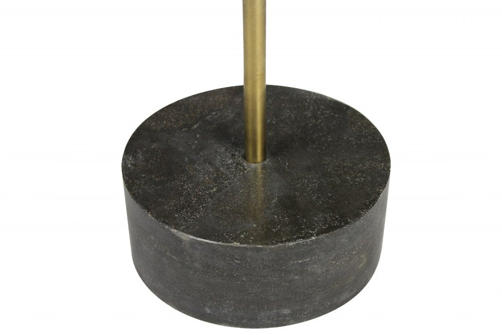 30" Black And Brown Solid Wood And Marble Round End Table