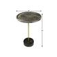 30" Black And Brown Solid Wood And Marble Round End Table