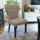 32" Taupe And Dark Brown Linen Tufted Side Chair