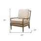 25" Ivory Cushion And Natural Beaded Arm Chair
