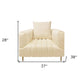 37" Ivory Velvet And Gold Solid Color Lounge Chair