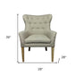 28" Taupe 100% Polyester And Natural Tufted Arm Chair