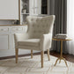 28" Taupe 100% Polyester And Natural Tufted Arm Chair