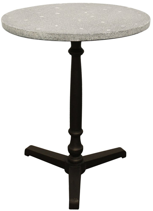 24" Gray And Black Stone And Iron Round Dining Table