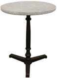 24" Gray And Black Stone And Iron Round Dining Table