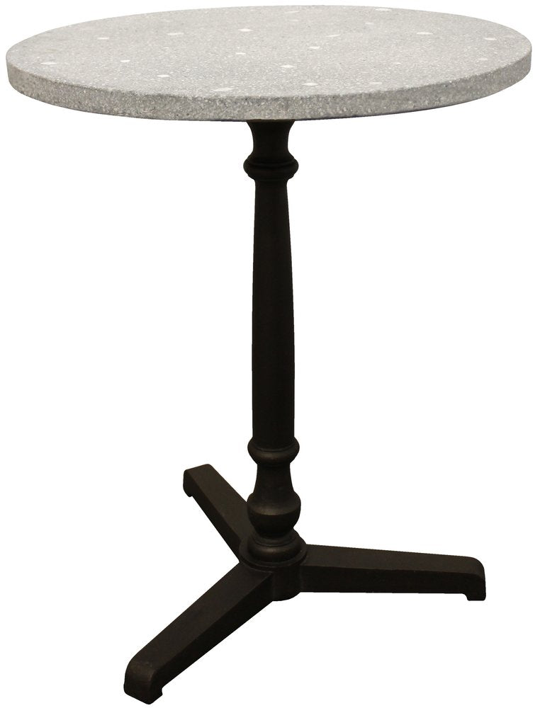 24" Gray And Black Stone And Iron Round Dining Table