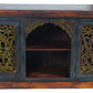 91" Brown Gray and Green Solid Wood Buffet Table with Two Doors