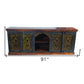 91" Brown Gray and Green Solid Wood Buffet Table with Two Doors