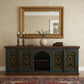 91" Brown Gray and Green Solid Wood Buffet Table with Two Doors