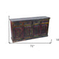 72" Dark Brown and Green Solid Wood Four Drawer Sideboard with Four Doors