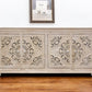 71" Beige Solid Wood Sideboard with Four Doors