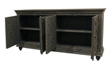 71" Distressed Gray Solid Wood Sideboard with Four Doors