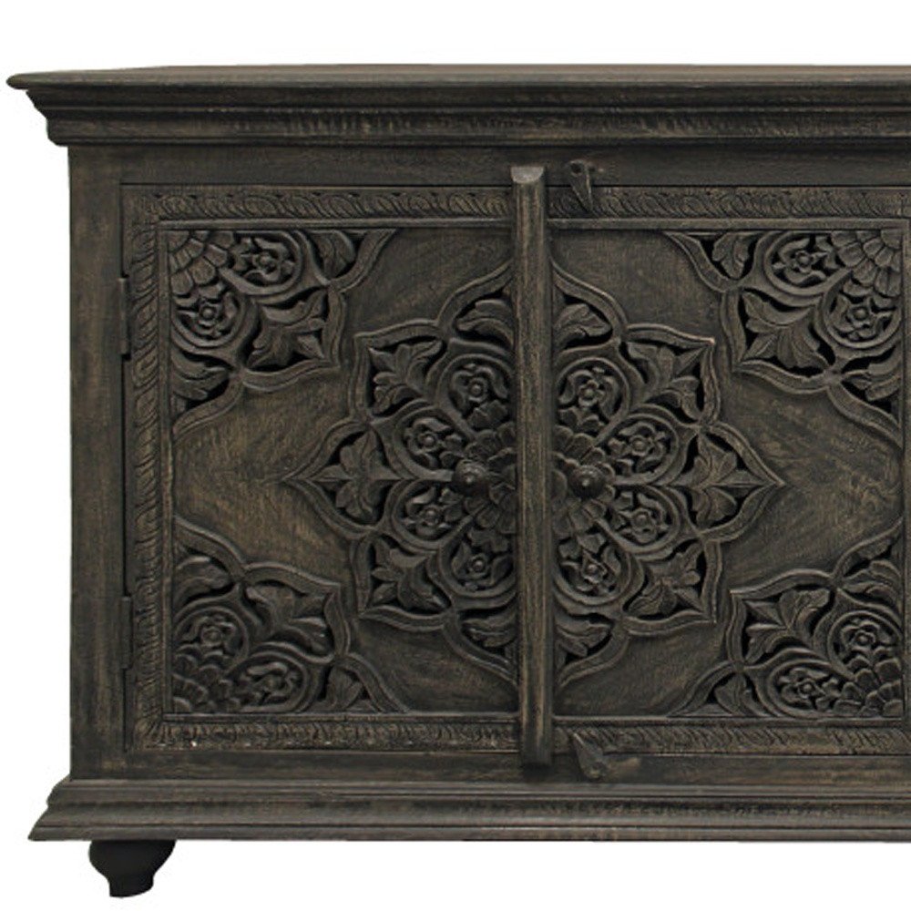 71" Distressed Gray Solid Wood Sideboard with Four Doors