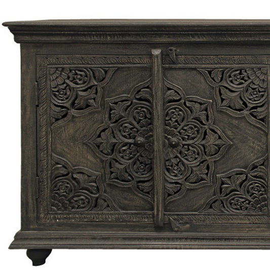 71" Distressed Gray Solid Wood Sideboard with Four Doors