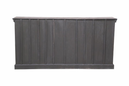 71" Gray Distressed Solid Wood Carved Floral Sideboard with Four Doors