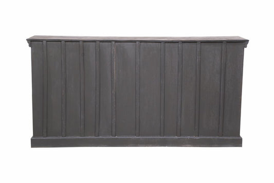 71" Gray Distressed Solid Wood Carved Floral Sideboard with Four Doors