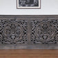 71" Gray Distressed Solid Wood Carved Floral Sideboard with Four Doors