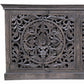 71" Gray Distressed Solid Wood Carved Floral Sideboard with Four Doors