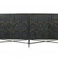 71" Brown Distressed Solid Wood Carved Geometric Sideboard with Four Doors