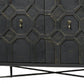 71" Brown Distressed Solid Wood Carved Geometric Sideboard with Four Doors