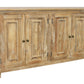60" Natural Distressed Solid Wood Sideboard with Four Doors