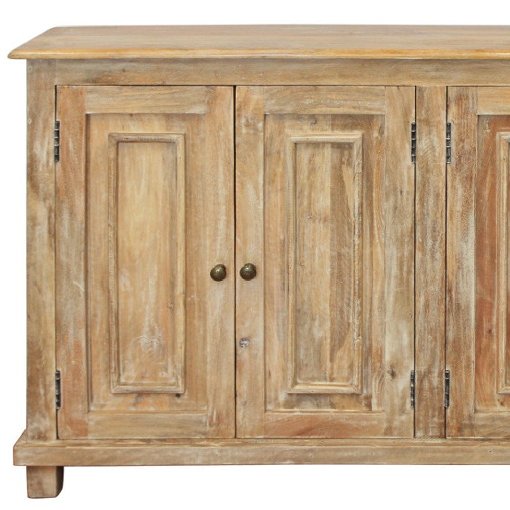 60" Natural Distressed Solid Wood Sideboard with Four Doors
