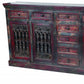 90" Brown Solid Wood Nine Drawer Buffet Table with Four Doors