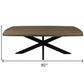 82" Natural And Black Solid Wood And Iron Pedestal Base Dining Table