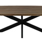 82" Natural And Black Solid Wood And Iron Pedestal Base Dining Table