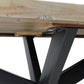 82" Natural And Black Solid Wood And Iron Pedestal Base Dining Table