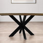 72" Gray Beige And Black Solid Wood And Iron Round Dining Table