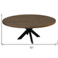 72" Gray Beige And Black Solid Wood And Iron Round Dining Table