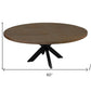 60" Natural And Black Rounded Solid Wood And Iron Pedestal Base Dining Table