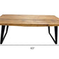63" Natural And Black Solid Wood And Iron Sled Base Dining Table