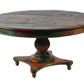 60" Brown Rounded Solid Wood Pedestal Base Dining Table