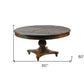 60" Brown Rounded Solid Wood Pedestal Base Dining Table