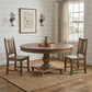60" Brown Rounded Solid Wood Pedestal Base Dining Table