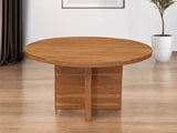 60" Natural Rounded Solid Wood Pedestal Base Dining Table