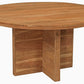 60" Natural Rounded Solid Wood Pedestal Base Dining Table