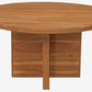 60" Natural Rounded Solid Wood Pedestal Base Dining Table