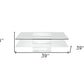 39" Clear and White Glass And Wood Square Pedestal Coffee Table With Shelf