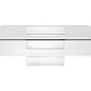 39" Clear and White Glass And Wood Square Pedestal Coffee Table With Shelf